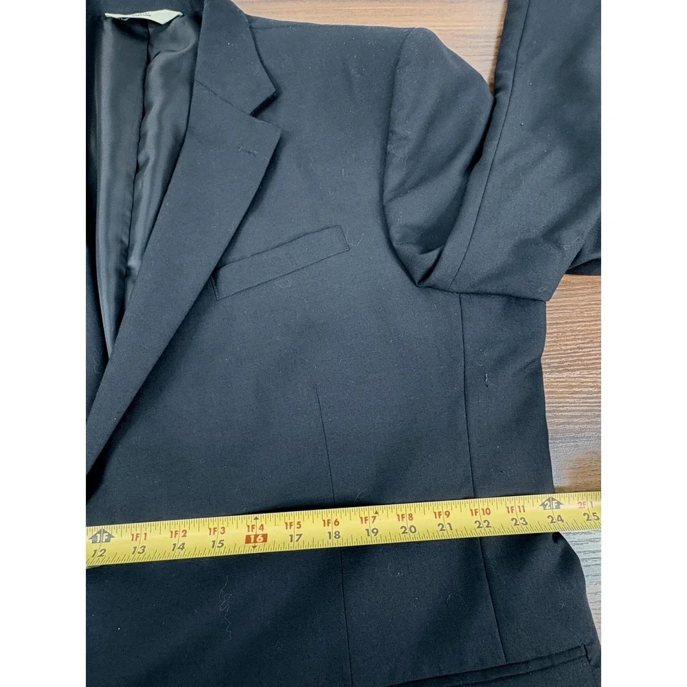 Versini Mens 48R‎ Black 100% Wool 2 Button Single Breasted Blazer Jacket Classic